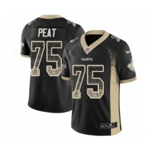 Men's Nike New Orleans Saints #75 Andrus Peat Limited Black Rush Drift Fashion NFL Jersey