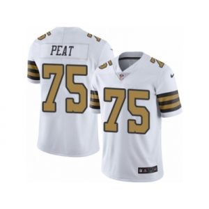 Men's Nike New Orleans Saints #75 Andrus Peat Limited White Rush NFL Jersey