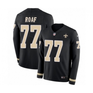 Men's Nike New Orleans Saints #77 Willie Roaf Limited Black Therma Long Sleeve NFL Jersey