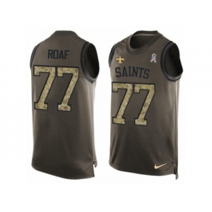 Men's Nike New Orleans Saints #77 Willie Roaf Limited Green Salute to Service Tank Top NFL Jersey