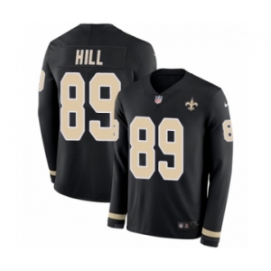 Men's Nike New Orleans Saints #89 Josh Hill Limited Black Therma Long Sleeve NFL Jersey