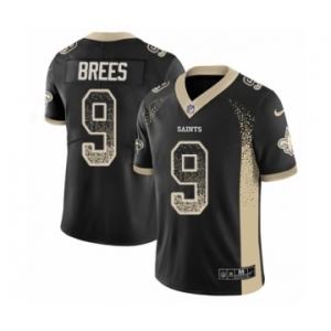 Men's Nike New Orleans Saints #9 Drew Brees Limited Black Rush Drift Fashion NFL Jersey