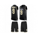 Men's Nike New Orleans Saints #9 Drew Brees Limited Black Tank Top Suit NFL Jersey