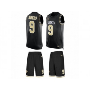 Men's Nike New Orleans Saints #9 Drew Brees Limited Black Tank Top Suit NFL Jersey