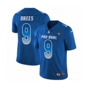 Men's Nike New Orleans Saints #9 Drew Brees Limited Royal Blue NFC 2019 Pro Bowl NFL Jersey