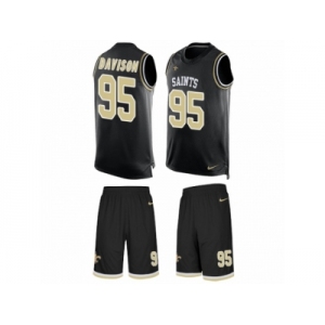 Men's Nike New Orleans Saints #95 Tyeler Davison Limited Black Tank Top Suit NFL Jersey