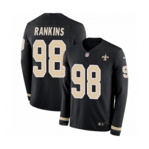 Men's Nike New Orleans Saints #98 Sheldon Rankins Limited Black Therma Long Sleeve NFL Jersey