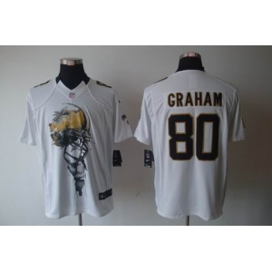 nike nfl jerseys new orleans saints #80 graham white[helmet tri-blend limited]