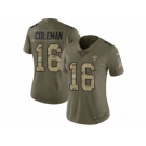 Women Nike New Orleans Saints #16 Brandon Coleman Limited Olive Camo 2017 Salute to Service NFL Jersey