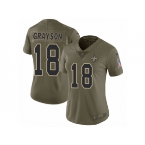 Women Nike New Orleans Saints #18 Garrett Grayson Limited Olive 2017 Salute to Service NFL Jersey