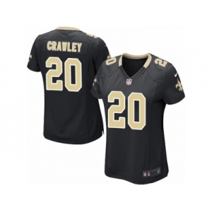 Women Nike New Orleans Saints #20 Ken Crawley Game Black Team Color NFL Jersey