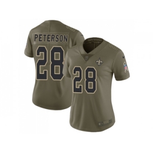 Women Nike New Orleans Saints #28 Adrian Peterson Olive Stitched NFL Limited 2017 Salute to Service Jersey