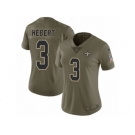 Women Nike New Orleans Saints #3 Bobby Hebert Limited Olive 2017 Salute to Service NFL Jersey