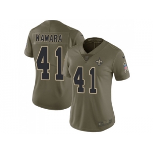 Women Nike New Orleans Saints #41 Alvin Kamara Olive Stitched NFL Limited 2017 Salute to Service Jersey