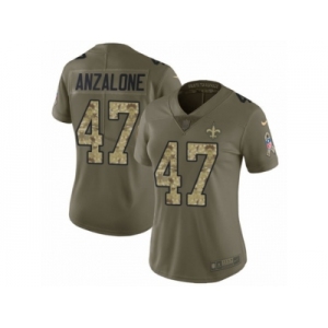 Women Nike New Orleans Saints #47 Alex Anzalone Limited Olive Camo 2017 Salute to Service NFL Jersey