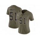 Women Nike New Orleans Saints #51 Sam Mills Limited Olive 2017 Salute to Service NFL Jersey