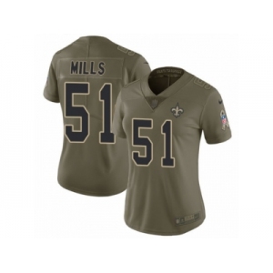 Women Nike New Orleans Saints #51 Sam Mills Limited Olive 2017 Salute to Service NFL Jersey