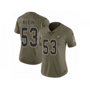 Women Nike New Orleans Saints #53 A.J. Klein Limited Olive 2017 Salute to Service NFL Jersey