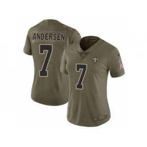 Women Nike New Orleans Saints #7 Morten Andersen Limited Olive 2017 Salute to Service NFL Jersey