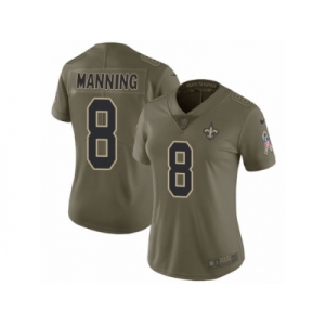 Women Nike New Orleans Saints #8 Archie Manning Limited Olive 2017 Salute to Service NFL Jersey