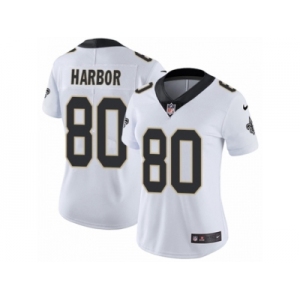 Women Nike New Orleans Saints #80 Clay Harbor White Vapor Untouchable Limited Player NFL Jersey