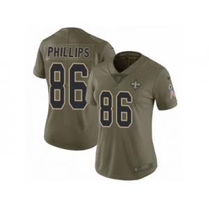 Women Nike New Orleans Saints #86 John Phillips Limited Olive 2017 Salute to Service NFL Jersey