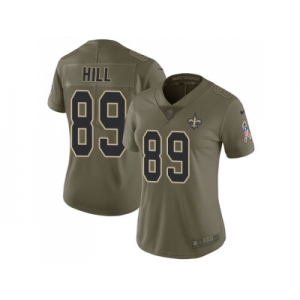 Women Nike New Orleans Saints #89 Josh Hill Olive Stitched NFL Limited 2017 Salute to Service Jersey