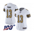 Women's New Orleans Saints #13 Michael Thomas Limited White Rush Vapor Untouchable 100th Season Football Jersey