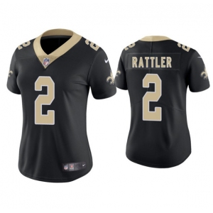 Women's New Orleans Saints #2 Spencer Rattler Black 2025 Vapor Limited Football Stitched Jersey