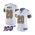 Women's New Orleans Saints #20 Ken Crawley Limited White Rush Vapor Untouchable 100th Season Football Jersey