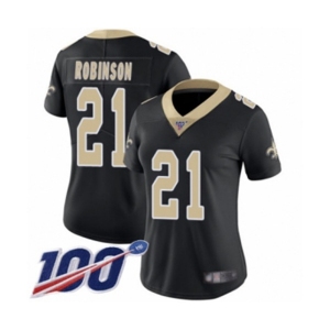 Women's New Orleans Saints #21 Patrick Robinson Black Team Color Vapor Untouchable Limited Player 100th Season Football Jersey
