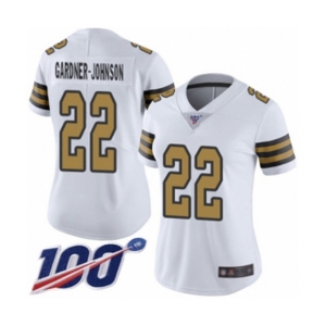 Women's New Orleans Saints #22 Chauncey Gardner-Johnson Limited White Rush Vapor Untouchable 100th Season Football Jersey