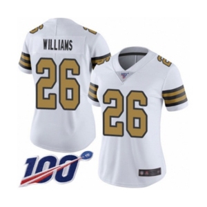 Women's New Orleans Saints #26 P.J. Williams Limited White Rush Vapor Untouchable 100th Season Football Jersey
