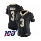 Women's New Orleans Saints #3 Bobby Hebert Black Team Color Vapor Untouchable Limited Player 100th Season Football Jersey