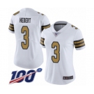 Women's New Orleans Saints #3 Bobby Hebert Limited White Rush Vapor Untouchable 100th Season Football Jersey