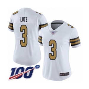 Women's New Orleans Saints #3 Wil Lutz Limited White Rush Vapor Untouchable 100th Season Football Jersey