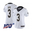 Women's New Orleans Saints #3 Wil Lutz White Vapor Untouchable Limited Player 100th Season Football Jersey