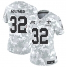 Women's New Orleans Saints #32 Tyrann Mathieu 2024 F.U.S.E Arctic Camo Salute To Service Limited Stitched Football Jersey