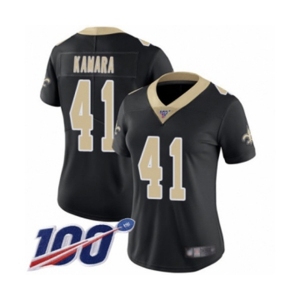 Women's New Orleans Saints #41 Alvin Kamara Black Team Color Vapor Untouchable Limited Player 100th Season Football Jersey