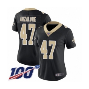 Women's New Orleans Saints #47 Alex Anzalone Black Team Color Vapor Untouchable Limited Player 100th Season Football Jersey