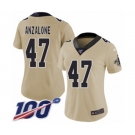 Women's New Orleans Saints #47 Alex Anzalone Limited Gold Inverted Legend 100th Season Football Jersey