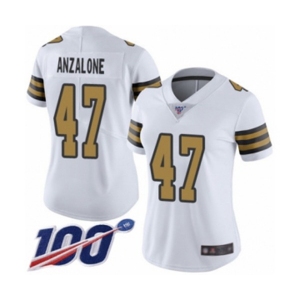 Women's New Orleans Saints #47 Alex Anzalone Limited White Rush Vapor Untouchable 100th Season Football Jersey