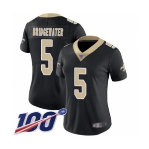 Women's New Orleans Saints #5 Teddy Bridgewater Black Team Color Vapor Untouchable Limited Player 100th Season Football Jersey