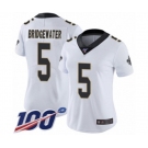 Women's New Orleans Saints #5 Teddy Bridgewater White Vapor Untouchable Limited Player 100th Season Football Jersey