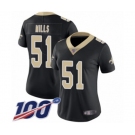 Women's New Orleans Saints #51 Sam Mills Black Team Color Vapor Untouchable Limited Player 100th Season Football Jersey