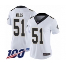 Women's New Orleans Saints #51 Sam Mills White Vapor Untouchable Limited Player 100th Season Football Jersey