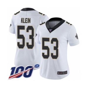 Women's New Orleans Saints #53 A.J. Klein White Vapor Untouchable Limited Player 100th Season Football Jersey