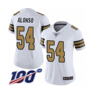 Women's New Orleans Saints #54 Kiko Alonso Limited White Rush Vapor Untouchable 100th Season Football Jersey