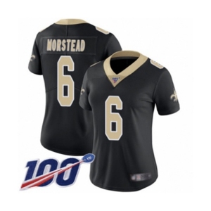 Women's New Orleans Saints #6 Thomas Morstead Black Team Color Vapor Untouchable Limited Player 100th Season Football Jersey