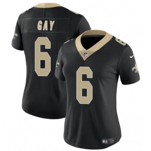 Women's New Orleans Saints #6 Willie Gay Black Vapor Football Stitched  Jersey